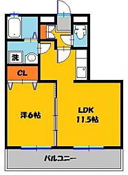 プランドール 1LDKの間取図画像