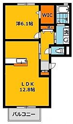 ルピナスコートC 1LDKの間取図画像