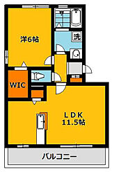 グランボヌール 1LDKの間取図画像