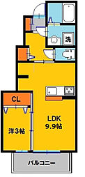 グレイスコート若草 1LDKの間取図画像