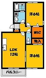 ユニヴェール 2LDKの間取図画像