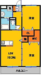 エトワールKEI 2LDKの間取図画像