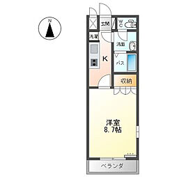 ルミエール 1Kの間取図画像