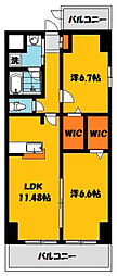 グランヒルズ 2LDKの間取図画像