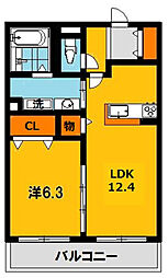 シャルマン・テール 1LDKの間取図画像