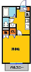 ローズマリー 1Kの間取図画像