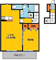 ムゲンハイツD 1LDKの間取図画像