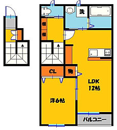 パークハイム中一の沢 1LDKの間取図画像