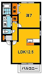 メイプルA 1LDKの間取図画像