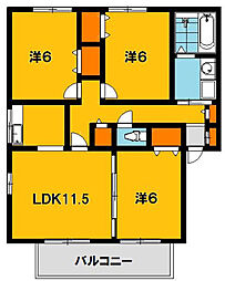 プランドールD 3LDKの間取図画像