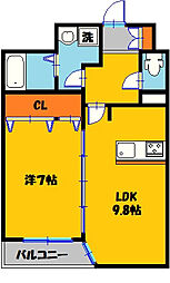 GRAN PASEO 元今泉 1LDKの間取図画像
