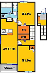 フェザントテイル 2LDKの間取図画像