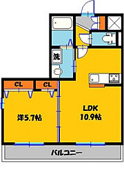 セジュールグリーンさつき 1LDKの間取図画像