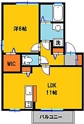 ディアクレストE 1LDKの間取図画像