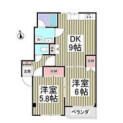 シティコートFUJI 2DKの間取図画像
