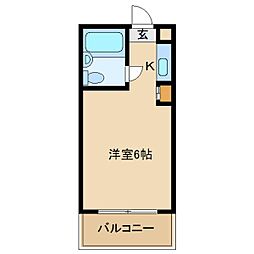 メゾン・ド・パルテール 1階ワンルームの間取り