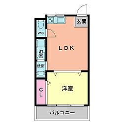 シャトル・ヨネ 5階1LDKの間取り