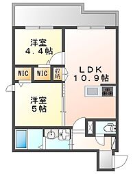 プラフロール武庫之荘 2LDKの間取図画像