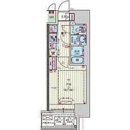 ファーストフィオーレ尼崎グランウエスト 1Kの間取図画像