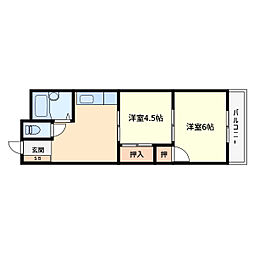 ノース大庄 2DKの間取図画像