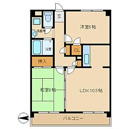ベルテック武庫川 2LDKの間取図画像