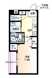 フジパレス阪急武庫之荘駅西2番館 1Kの間取図画像
