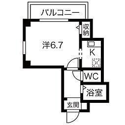 KマンションJIN 1Kの間取図画像