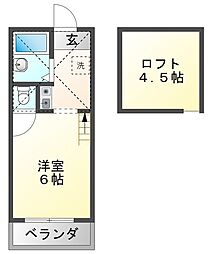 プチグレイス塚口弐番館 ワンルームの間取図画像