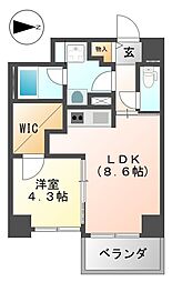 ネクストステージ立花 1LDKの間取図画像