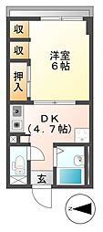 第一不二マンション 1DKの間取図画像