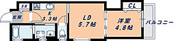 Hatch尼崎 1LDKの間取図画像