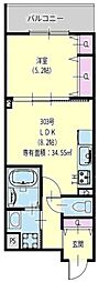 尼崎市元浜町5丁目アパート 1LDKの間取図画像