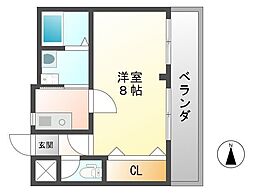 キャストコート 1Kの間取図画像