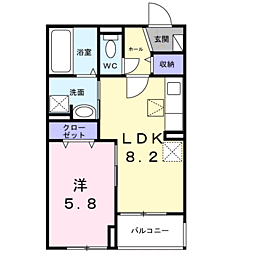 西宮市浜甲子園1丁目アパート 1LDKの間取図画像