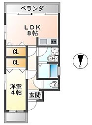 松野ビル 1LDKの間取図画像