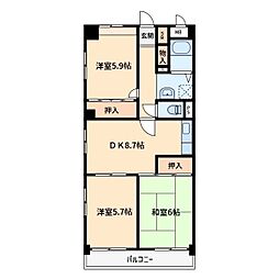 アダージオ若王寺 3DKの間取図画像