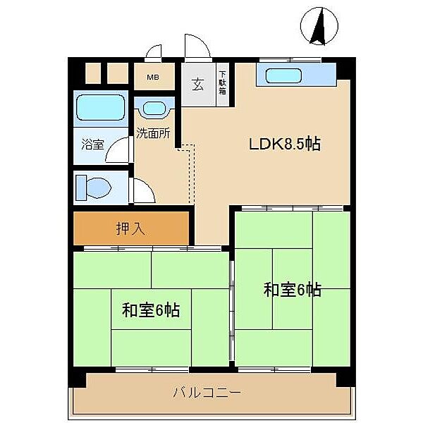 さかえハイム 403｜兵庫県尼崎市上ノ島町１丁目(賃貸マンション2LDK・4階・43.63㎡)の写真 その2