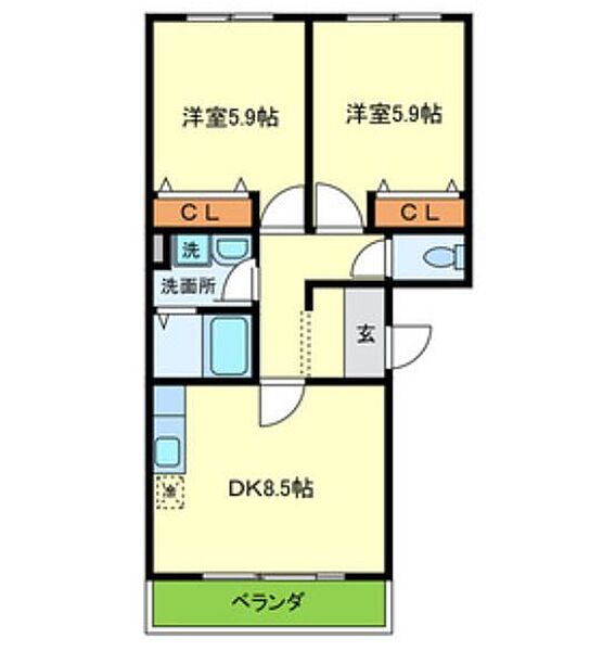 ドミール吉井III 103｜兵庫県尼崎市立花町２丁目(賃貸マンション2DK・1階・51.00㎡)の写真 その2