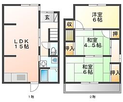 大庄北1丁目テラスハウス 1 ｜ 兵庫県尼崎市大庄北１丁目（賃貸一戸建3LDK・1階・64.70㎡） その2