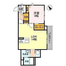 ル・クリザンテム 1Kの間取図画像
