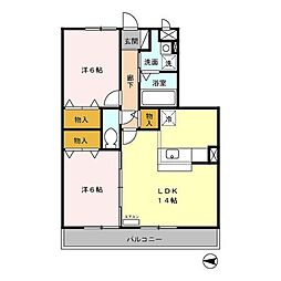 ヴィヴィレ・フルール 2LDKの間取図画像