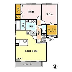 ウィスタリアC 2LDKの間取図画像
