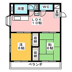 上小ハイツ 2LDKの間取図画像