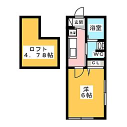 グランヴェール 1Kの間取図画像