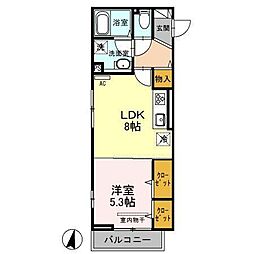 コスモス 1LDKの間取図画像