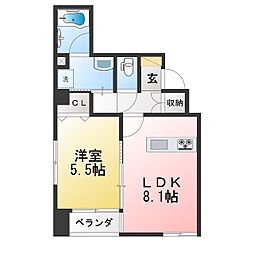 APL2 1LDKの間取図画像