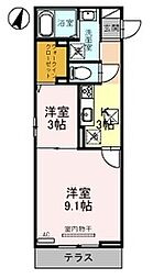 ローズハーモニー 1Kの間取図画像