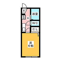 藤ガーデン 1Kの間取図画像