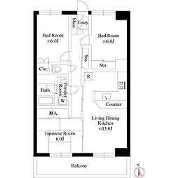 グランドールラシン 3LDKの間取図画像