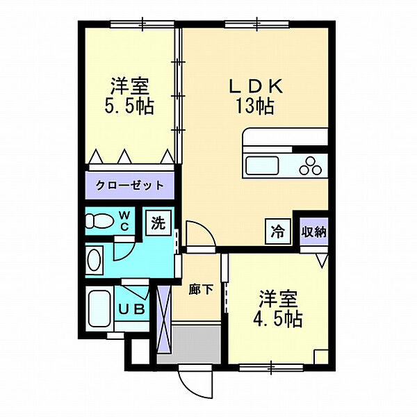 第2せいざんビル 201｜愛媛県松山市道後町1丁目(賃貸マンション2LDK・2階・53.06㎡)の写真 その2